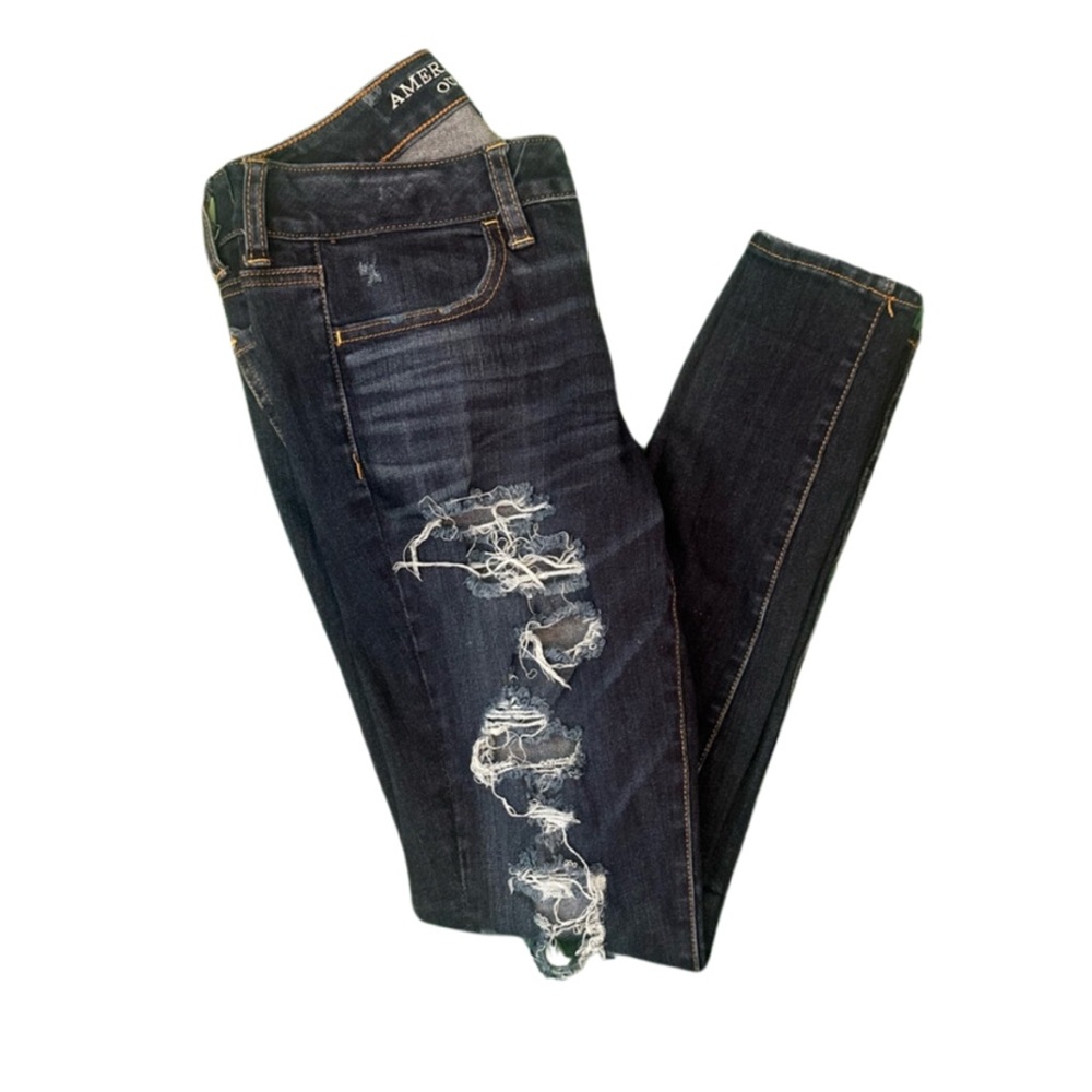 AE Dark Wash Distressed Skinny Jeans - Picture 5 of 5